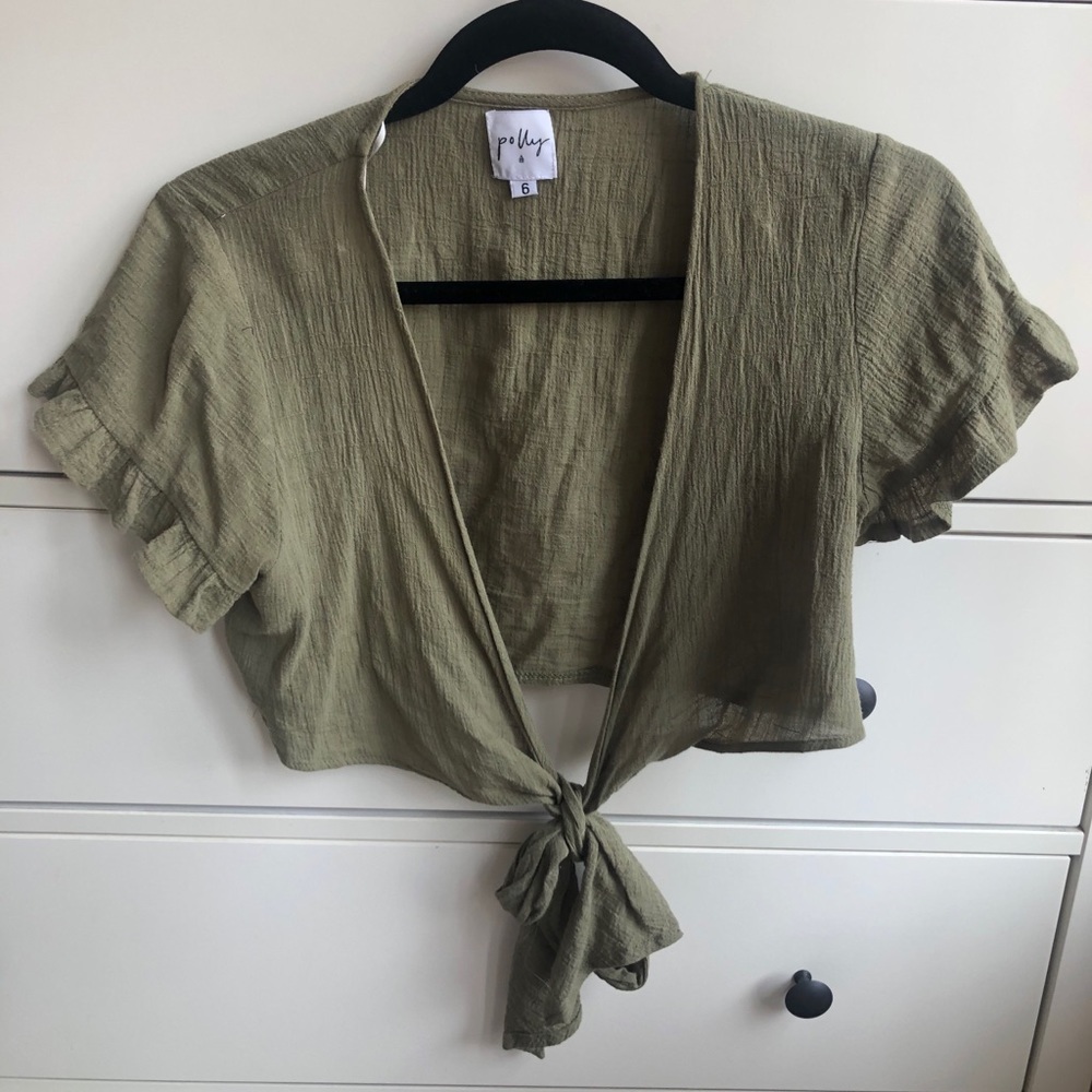 Princess Polly Green Tie Crop Top